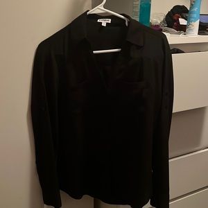 Black express womens dress button up shirt